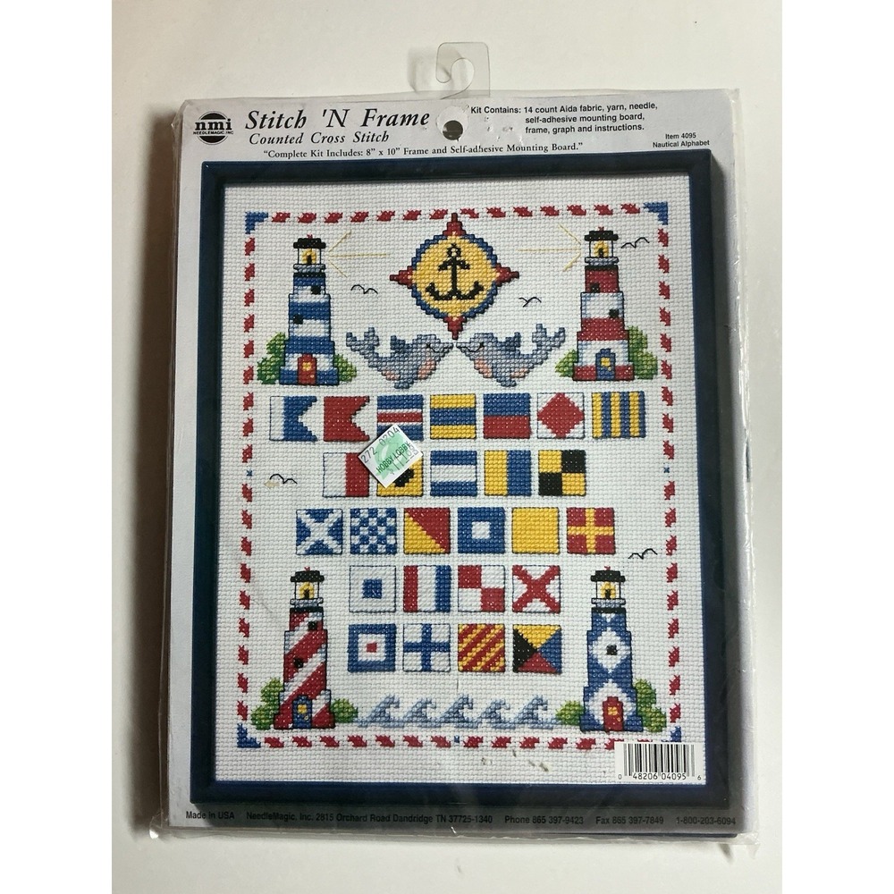 NMI Stitch' N Frame NAUTICAL ALPHABET #4095 Counted Cross Stitch Kit 8" X 10"